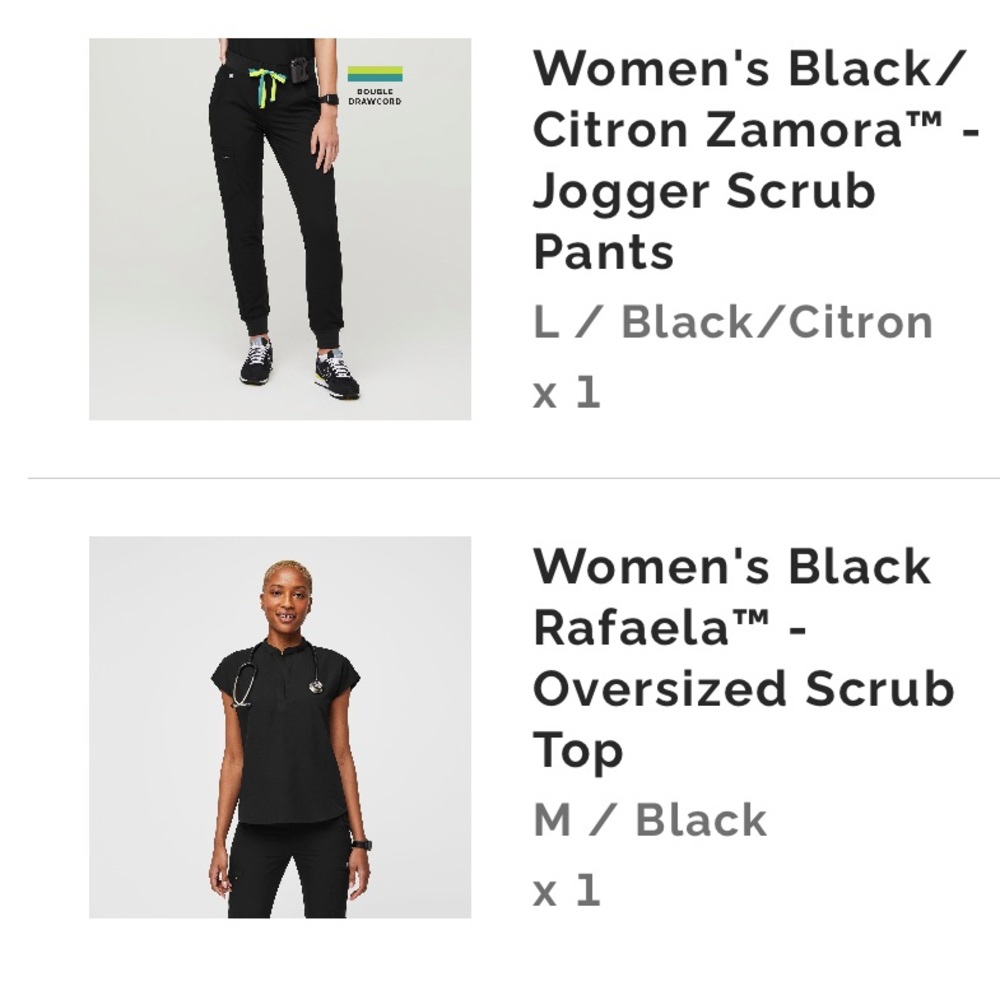 Figs Black Set (Zamora Jogger Bottoms & Rafaela Top)